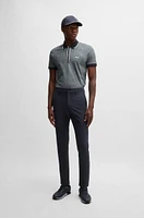 Mouliné-cotton polo shirt with striped trims