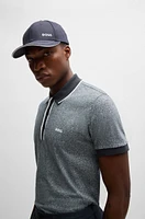 Mouliné-cotton polo shirt with striped trims