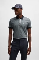 Mouliné-cotton polo shirt with striped trims