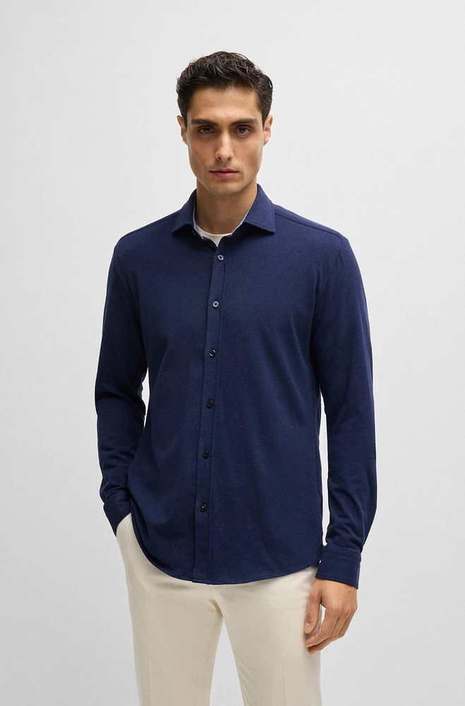 Slim-fit shirt stretch-cotton jersey