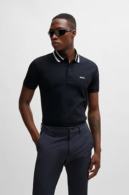 Interlock-cotton polo shirt with logo detail