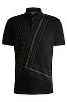 Interlock-cotton polo shirt with fineline artwork