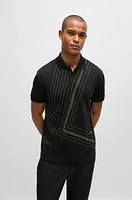 Interlock-cotton polo shirt with fineline artwork