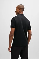 Interlock-cotton polo shirt with fineline artwork