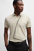 Interlock-cotton polo shirt with fineline artwork