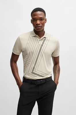 Interlock-cotton polo shirt with fineline artwork