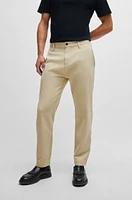 Pantalones tapered fit de tiro medio en sarga algodón