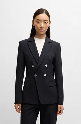 BOSS - Slim-fit jacket with double-breasted closure Dark Blue