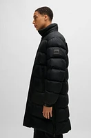 Water-repellent down parka with detachable hood