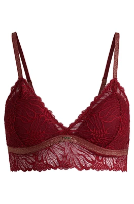 BOSS - Lace triangle bra with metal logo trim Red