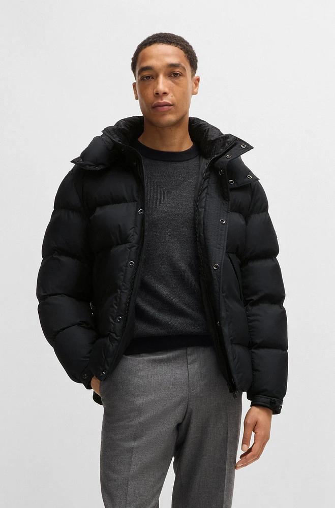 Water-repellent puffer jacket with detachable hood