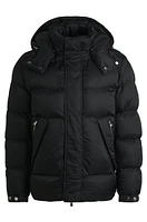 Water-repellent puffer jacket with micro monograms