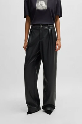 Loose-fit wide-leg trousers faux leather