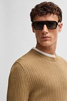 Wool-blend knitted sweater with herringbone structure