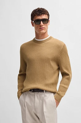 Wool-blend knitted sweater with herringbone structure