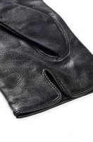 Leather gloves with wool lining and logo lettering