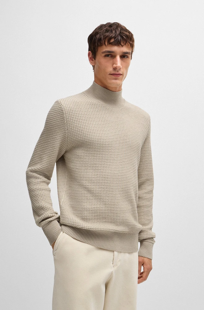 Mock-neck sweater cotton and wool