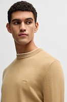 Virgin-wool sweater with embroidered logo