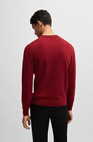 Virgin-wool sweater with embroidered logo