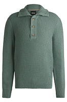 Wool regular-fit sweater with buttoned placket