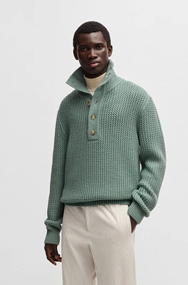 Wool regular-fit sweater with buttoned placket