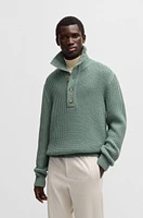 Wool regular-fit sweater with buttoned placket