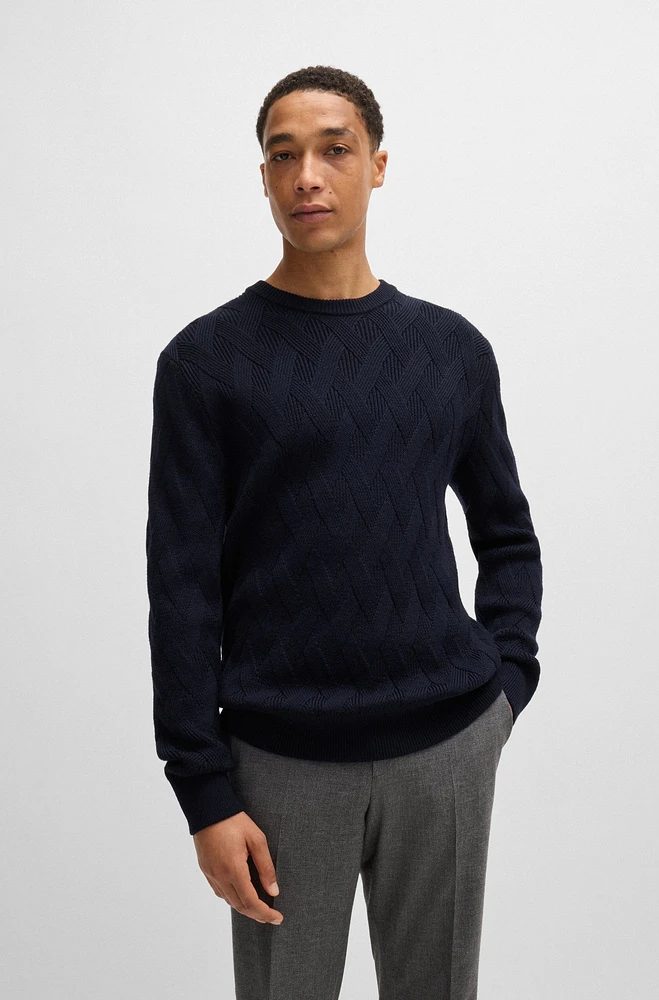 Wool regular-fit sweater with knitted structure