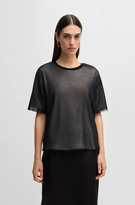 BOSS - Double-layer jersey top with sequin embellishments Black