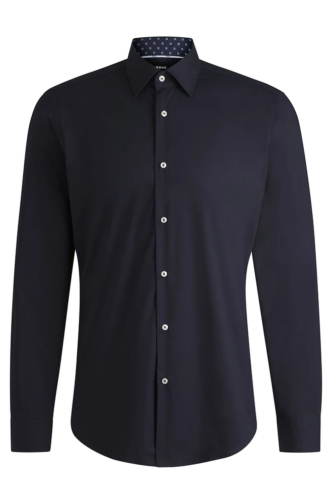Regular-fit shirt easy-iron stretch-cotton poplin