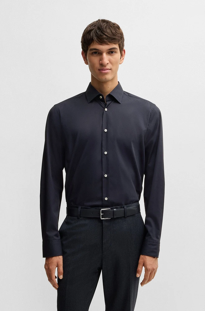 Regular-fit shirt easy-iron stretch-cotton poplin