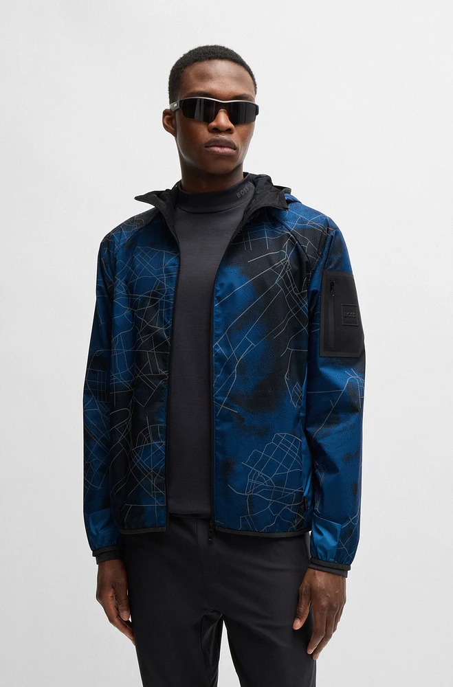 Zip-up jacket with seasonal print