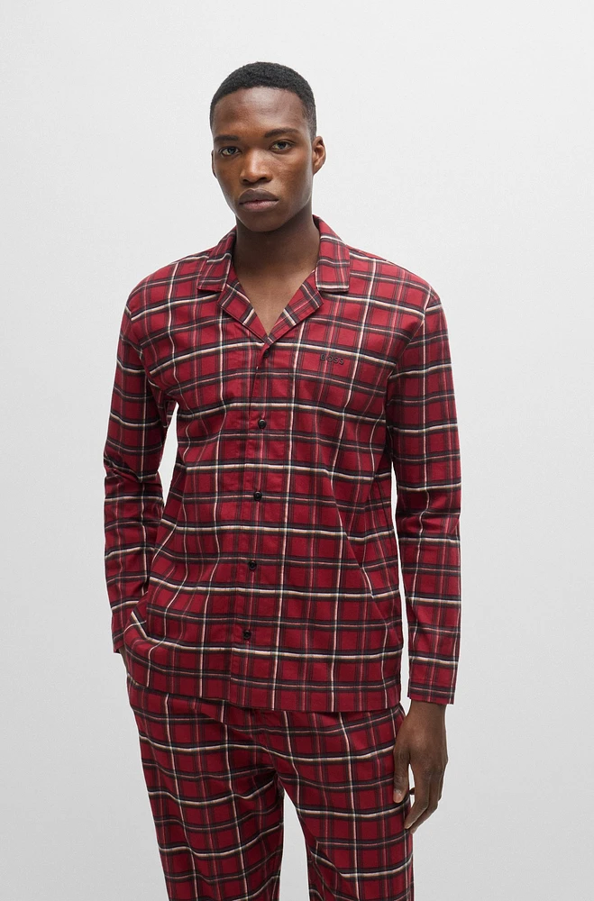 Stretch-cotton regular-fit pajamas with festive check