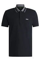 Stretch-cotton polo shirt with logo detail