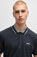 Stretch-cotton polo shirt with logo detail