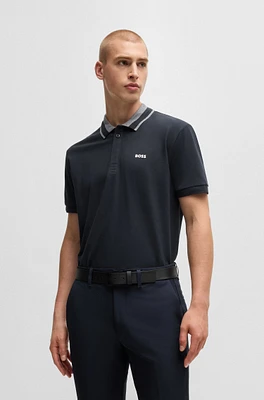 Stretch-cotton polo shirt with logo detail