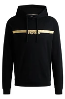 BOSS - Cotton-terry regular-fit hoodie with foil-print logo Black