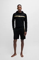 BOSS - Cotton-terry regular-fit hoodie with foil-print logo Black