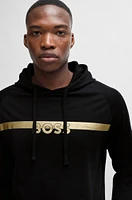 BOSS - Cotton-terry regular-fit hoodie with foil-print logo Black