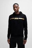 BOSS - Cotton-terry regular-fit hoodie with foil-print logo Black