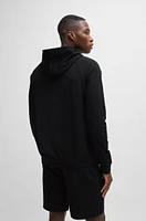 BOSS - Cotton-terry regular-fit hoodie with foil-print logo Black