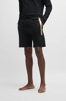 Cotton-terry shorts with metallic logo