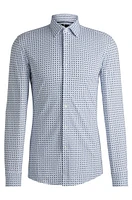 Slim-fit shirt printed performance-stretch fabric