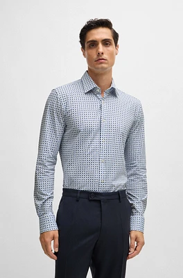 Slim-fit shirt printed performance-stretch fabric