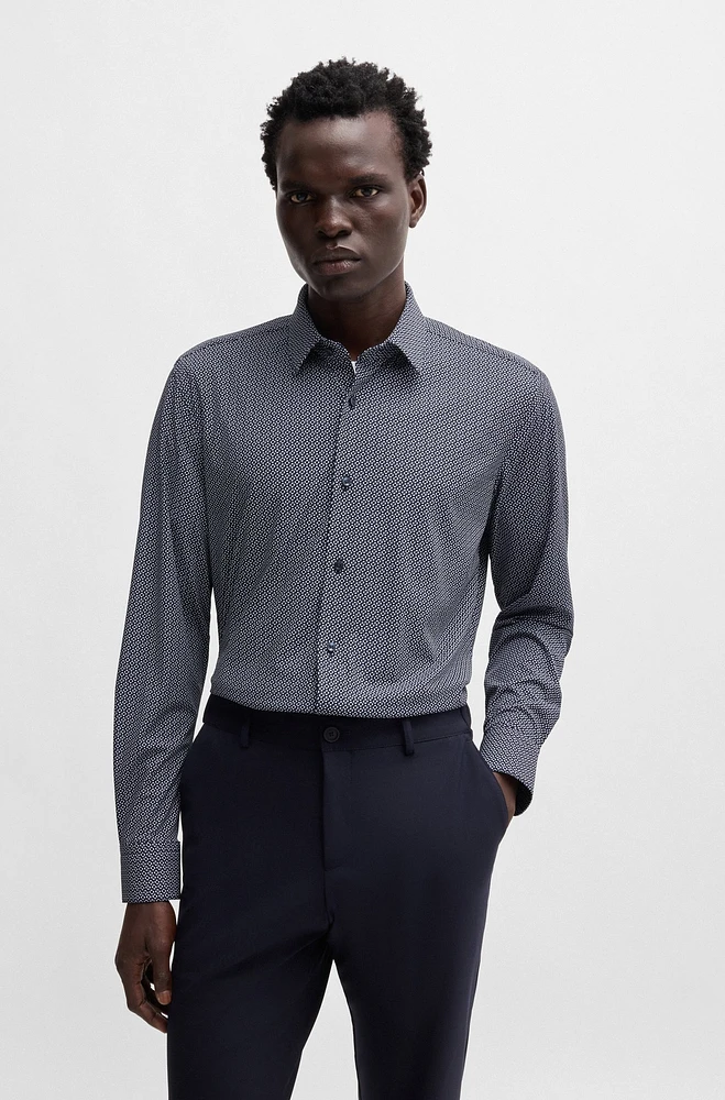 Slim-fit shirt printed performance-stretch jersey