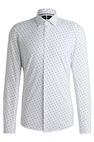 Slim-fit shirt printed performance-stretch fabric