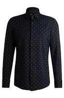 Slim-fit shirt printed performance-stretch fabric