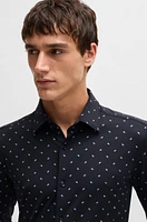 Slim-fit shirt printed performance-stretch fabric