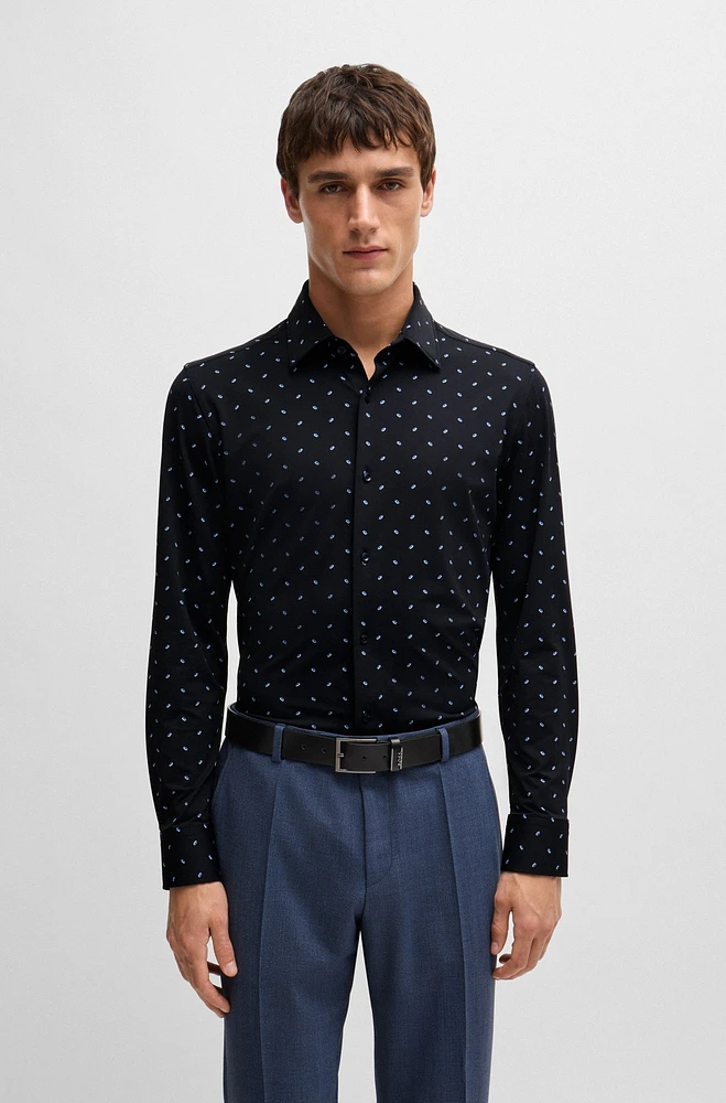 Slim-fit shirt printed performance-stretch fabric