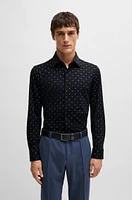 Slim-fit shirt printed performance-stretch fabric