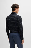 Slim-fit shirt printed performance-stretch fabric